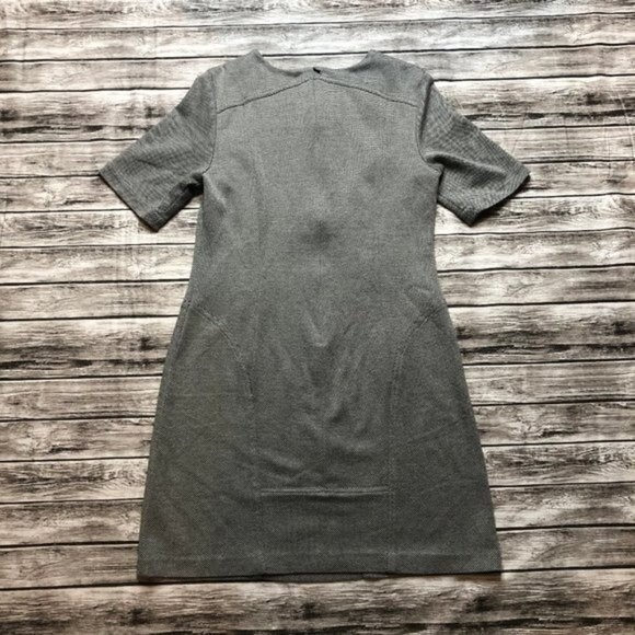 OF/MERCER Textured Fitted Shift Mini Dress Size 10 Zippers Black Grey Gray Zip - Picture 5 of 14